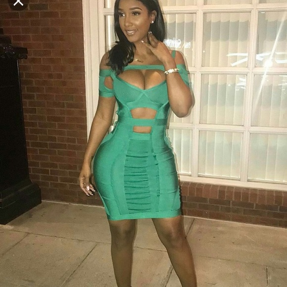 emerald green club dress